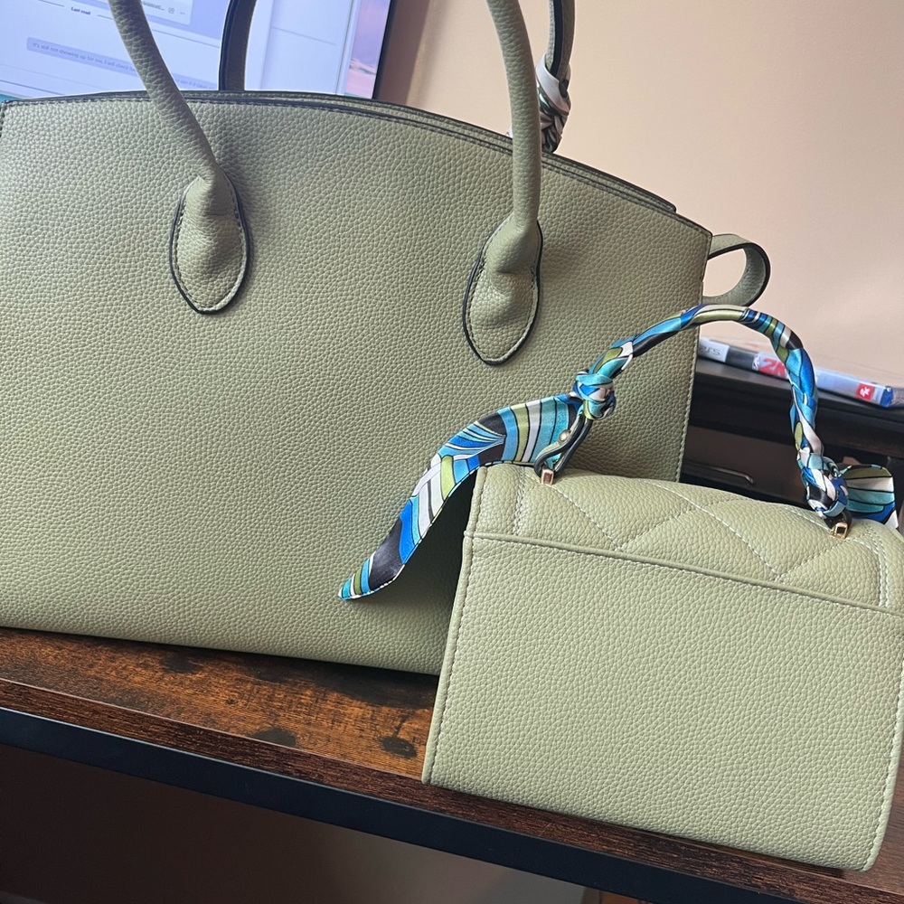 Chic Three Piece Olive Satchel Set - Picture 2 of 4
